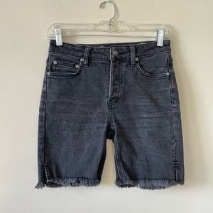 Free People We The Free Black Distressed Denim Bermuda Jean Shorts Size 25